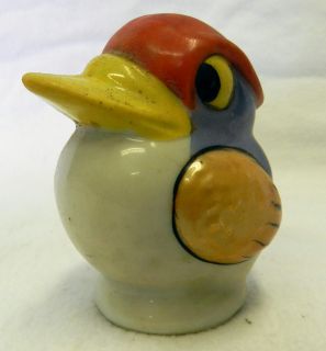 Vintage RARE Lusterware Blue Orange Duck Bird Salt Pepper Shaker Japan 