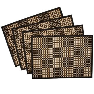 NEW Benson Mills Checkerboard Bamboo Placemats Black Set of 4