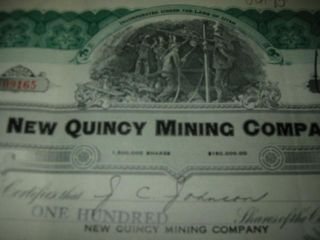 Old 1929 New Quincy Mininig Co Stock Certificate Utah