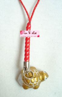 Gold Turtle Bell Mobile Cell Phone Charm Strap 0 7