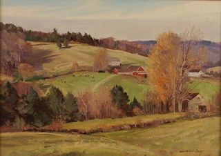 Bernard Corey Antique American Impressionist Landscape Vermont Hill 
