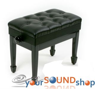 OSP Leather Ebony (Black) Adjustable Artist Piano Bench w/Storage