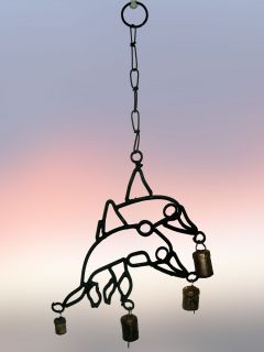  Wind Chime Black Wrought Iron with Rustic Bells Windchime
