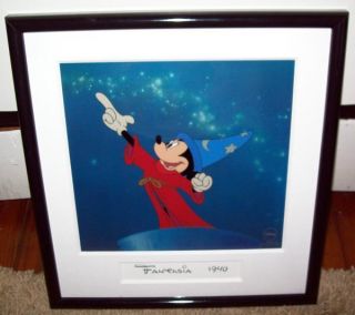 DISNEY SORCERER MICKEY FANTASIA 1940 SERICEL CEL PRICE TAG ALL PAPERS 