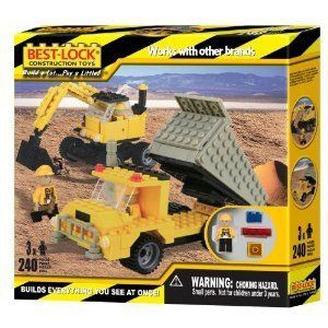 Best Lock Construction Toys 240pc Excavator and Dump Truck New Sets 