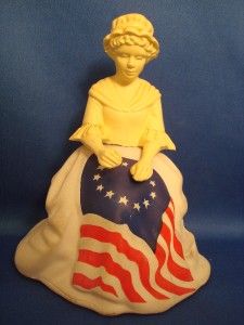 Betsy Ross Glass Figurine Bottle Avon Sonnet Cologne Stars & Stripes 