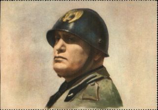 WWII Benito Mussolini War Helmet Vintage Postcard