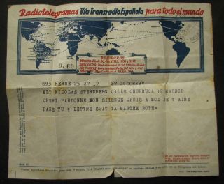 Madrid Spain Bern Switzerland Radio Telegram Censored Cover 1944 WW2 