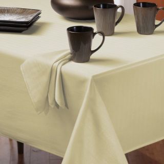 New Benson Mills Romance Herringbone Fabric Tablecloth Cream 70 inch 