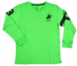 Beverly Hills Polo Boys L s Classic Green Black Top Size 4 5 6 7 $26 