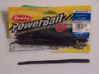 Berkley Powerbait Finesse Worm 6in Blue Crawler Bass Fishing Lure bait 