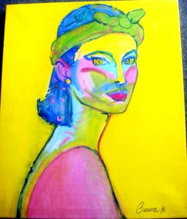 Roy Besser 1990 Signed Oil on Canvas Painting Lady with Turban 