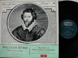 Willcocks William Byrd Mass for 5 Voices Argo Stereo