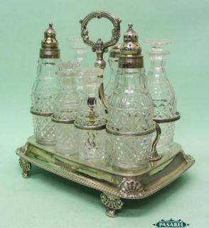   Silver 7 Bottle Cruet Set By Wright & Fairbairn Sheffield England 1811
