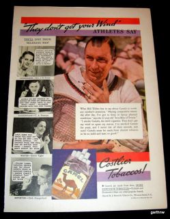 Tennis 1935 Bill Tilden Camel Cigarette Advertisement