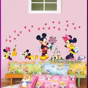 Large Mickey Mouse Love Minnie Wall Stickers Childrens Nursery Girls 