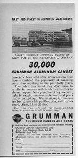   Vintage Ad Grumman Aluminum Canoes 30 on Trailer Bethpage NY