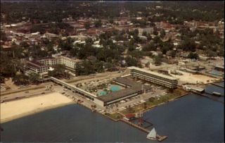 Biloxi MS Buena Vista Motel Hotel Aerial View Postcard