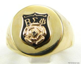 Beta Sigma PSI Lutheran Fraternity RARE 10K Gold Rose 13 7 grams Ring 