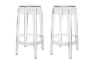 Set of 2 Bettino Ghost Counter Stool Clear Ghost Stool