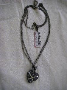 Authentic Betsey Johnson Iconic Violet Heart Locket Necklace Hematite 