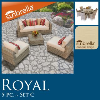 Sunbrella Royal Outdoor Wicker Patio Furniture Set 5pc Seating 7pc 