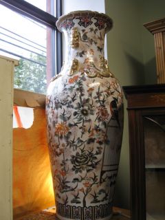 Decorative Ceramic Bird Cage Vase w Gold Gilding