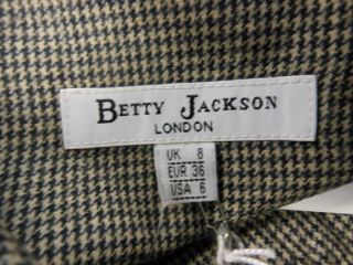 Betty Jackson London $315 Charcoal Grey Houndstooth High Waist Shorts 