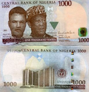 nigeria 1000 naira lot 5 pcs central bank of nigeria 2010 pick new 
