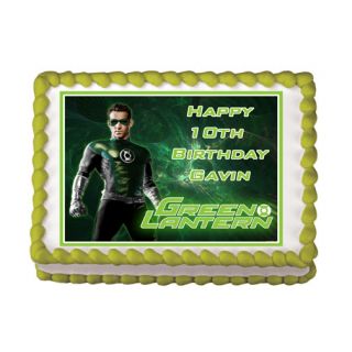 Green Lantern Edible Birthday Cake Party Image Topper