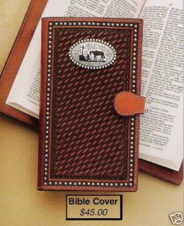 Hand Tooled Leather Bible Cover Western Cowboy Cross