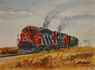 Bill Paxton 1930 2007 Maine Artist Train Canadian National RR Western 
