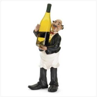Bistro Fat Chef Butler Waitor Figurine Wine Bottle Holder Kitchen Home 