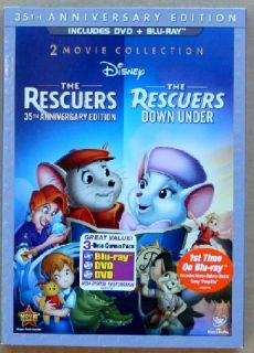 Disney The Rescuers & The Rescuers Down Under DVD & BLU RAY NEW Mickey 