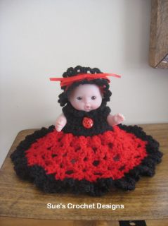   Ladybug Dress Set for The 5 Berenguer Itty Bitty Baby Doll