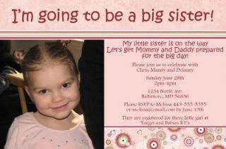 Print Your Own Big Sister Baby Shower Invitations