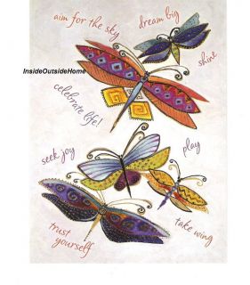 Laurel Burch Card Inspirational Dragonflies Dream Big Celebrate Life 