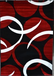 Red Black White Contemporary Modern Carpet Area Rug New Age Abstract 
