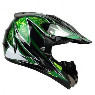 PGR Dragon Black Green Dirt Bike Buggy ATV Off Road B MX MX Dot Helmet 