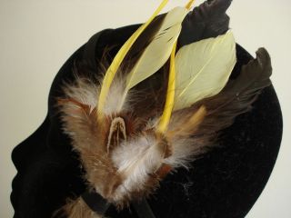 Gold biot and brown pheasant feather hairpiece