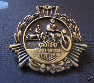 Harley Davidson Motorcycle Brass Old Biker Vest Pin