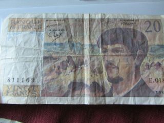 1987 France 20 Vingt Francs Banque de France Bill Banknote Paper Money 