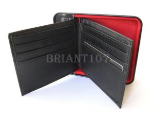 New Authentic Mens Nike Golf Wallet Passcase Leather Black Gift Box $ 
