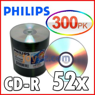 300 Philips 52x Silver Top Blank CDR CD R Disc 3 100