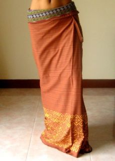 Thai Style Wrap Skirt Sarong Striped Cotton Choco SA