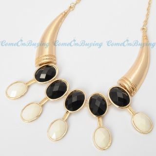   Chain Jewelry Circle Black White Resin Pendant Necklace N1526