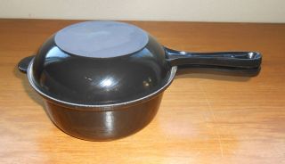 Le Creuset Black Enamel Cast Iron 2 Piece Sauce Pan Pot Skillet Lid 18 