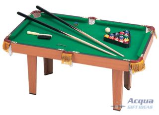   Mini Pool Table Billiards Games w Balls Sticks Brush Rack