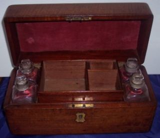 Antique Victorian Mahogany Apothecary Box c1860 Complete