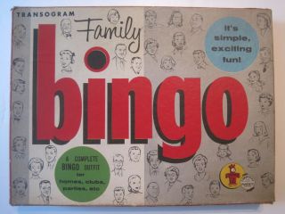 Vintage Transogram Family Bingo Board Game 1956 Price Inspect Stickers 
